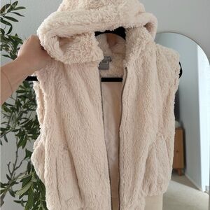 Cream Fuzzy Sleeveless Vest